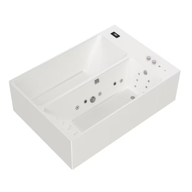 Empava Cold bath 55.12-in x 78.74-in White Acrylic Rectangle Alcove Whirlpool Tub with Drain ( Reversible Drain )