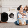 Portable clothes dryer with a compact design, 1.5 cu.ft capacity, and LED touch panel for efficient laundry drying.