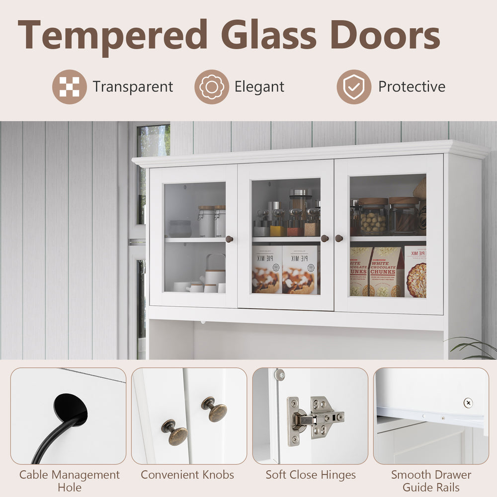 Costway Kitchen Pantry Storage Cabinet 77" with LED Lights and Power Outlets New