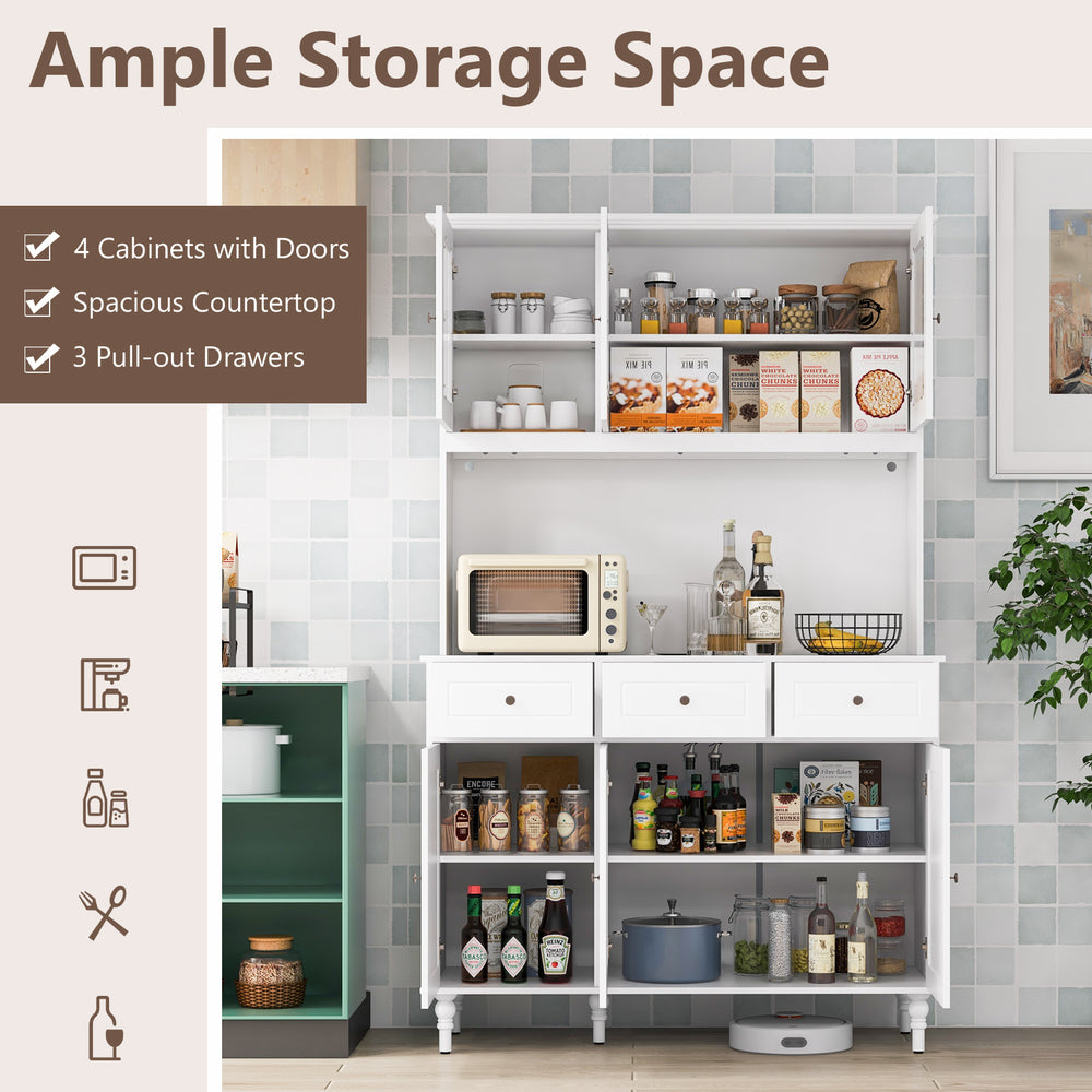 Costway Kitchen Pantry Storage Cabinet 77" with LED Lights and Power Outlets New