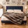 Soft plush fuzzy luxury faux fox fur blanket in brown, featuring a double-sided design for sofas and beds.