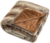 Soft plush fuzzy luxury faux fox fur blanket in brown, featuring double-sided design for sofas and beds.