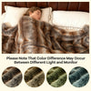 Soft plush fuzzy luxury faux fox fur blanket in brown, double-sided design for cozy warmth on sofas and beds.