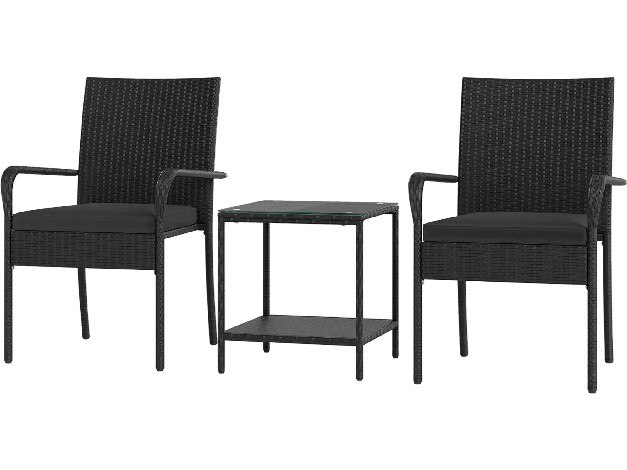 Costway 3-Piece Patio Furniture Set Seat Cushions Tempered Glass Table 48966544 New