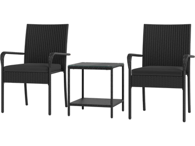 Costway 3-Piece Patio Furniture Set w/ Seat Cushions & Tempered Glass Table 48966544 New