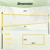 Portable outdoor volleyball net set with adjustable height, featuring a robust yellow net and anti-sag winch system.