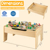 Wooden train set activity table with 78 pieces, double-sided board, and storage, suitable for kids aged 18 months and.