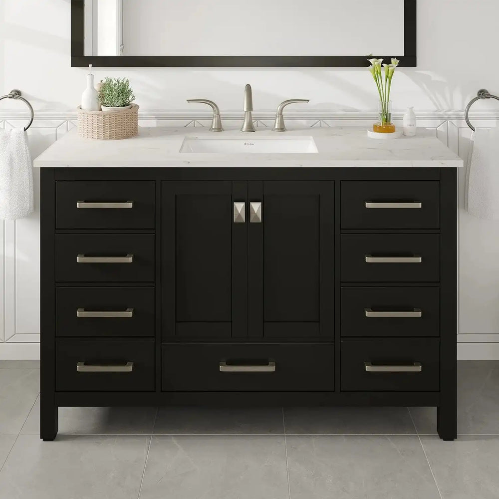 Eviva Aberdeen 48" Bathroom Vanity Single Sink Undermount Carrara Quartz Countertop New
