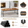 79-inch outdoor dining table with acacia wood top, metal construction, and 1.9-inch umbrella hole for 8 people.