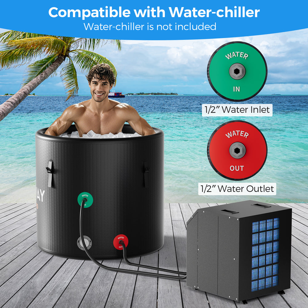Costway Cold Plunge Ice Bath Tub with Cover 79 Gal. Water Chiller Compatible New
