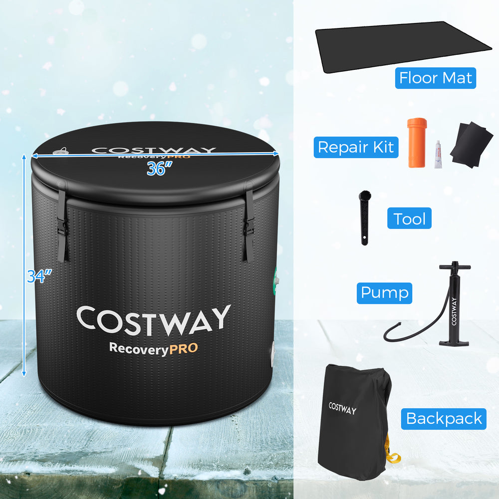 Costway Cold Plunge Ice Bath Tub with Cover 79 Gal. Water Chiller Compatible New