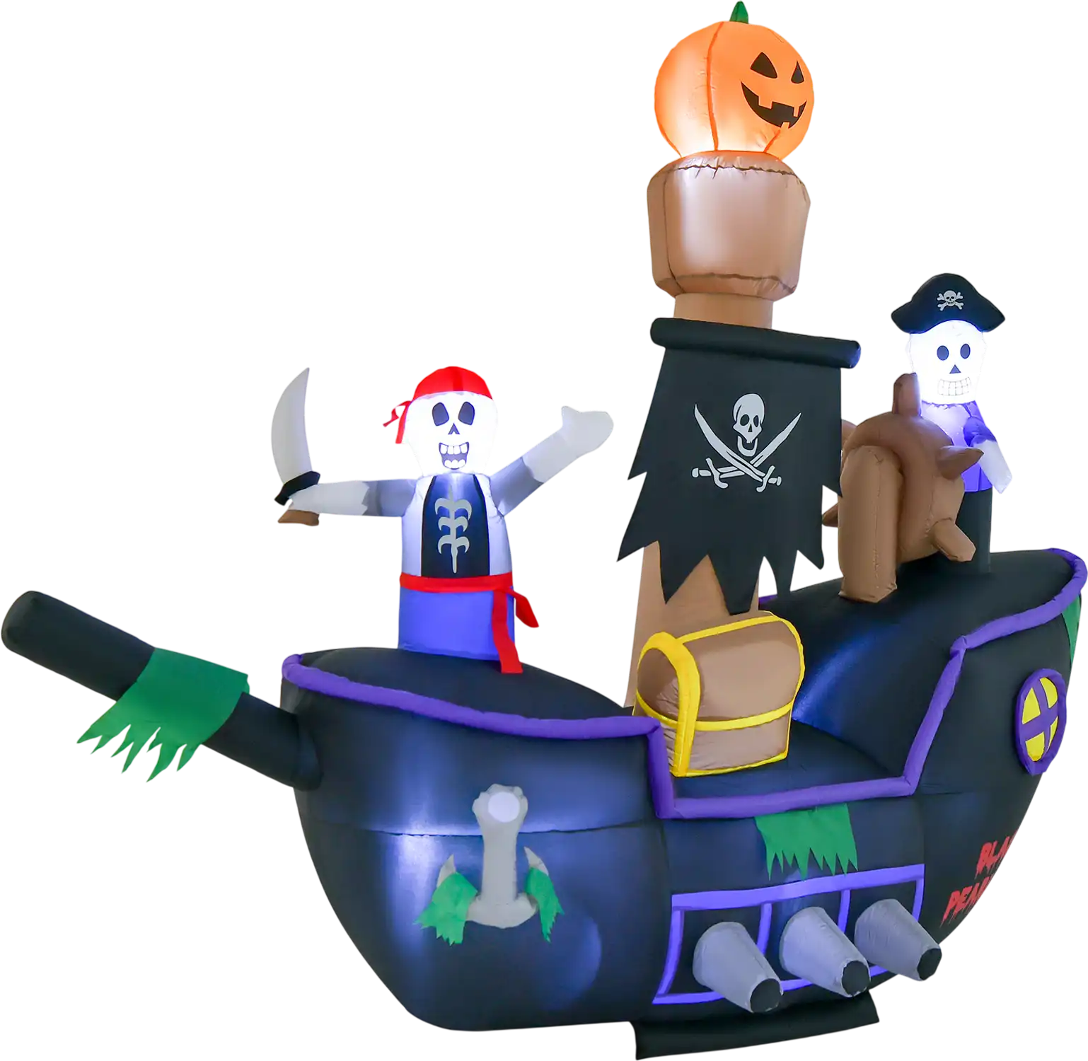 Costway 7' Halloween Inflatable Pirate Ship w/ LED Lights Blower 69481732 New