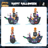 Halloween inflatable pirate ship with LED lights, featuring vivid details and durable waterproof fabric for outdoor.