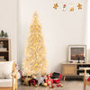 6/7 FT Pre-Lit Artificial Silver Tinsel Xmas Tree with 790 Branch Tips and 300 LED Lights-7 ft - Gallery View 1 of 10