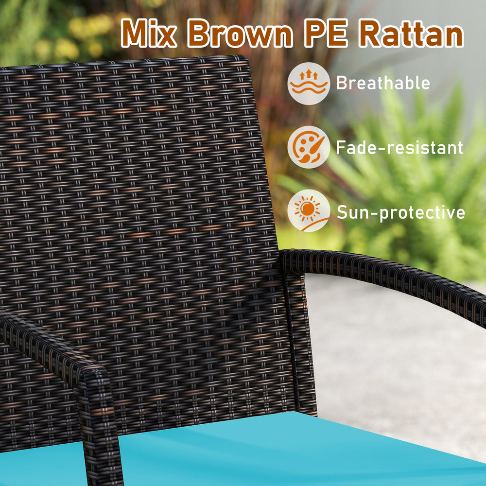 Close-up of the breathable mix brown PE rattan chair, featuring fade-resistant and sun-protective qualities for outdoor.