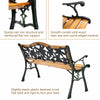 Garden bench chair with solid wood slats, cast iron structure, and PVC backrest, perfect for outdoor seating.