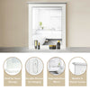 Wall-mounted white vanity mirror with shelf, high-definition glass, elegant design for bathroom or hallway storage.