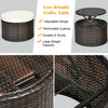 Costway Round Rattan Daybed with Retractable Canopy & Height Adjustable Coffee Table New