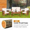 Patio furniture set featuring acacia wood frame and beige cushions, ideal for garden or balcony relaxation.