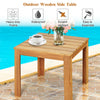 Wooden square patio coffee bistro table made of acacia wood, waterproof and scratch-resistant, ideal for outdoor use.