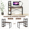 47.5-inch writing study computer desk with 4-tier shelves and adjustable legs for compact storage and stability.