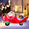Christmas inflatable airplane featuring Santa Claus, a bear, and gift boxes, with built-in LED lights for outdoor.