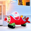 Christmas inflatable airplane featuring Santa Claus and a bear, made of weather-resistant fabric with built-in LED.