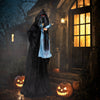 Towering 7.2 ft animated Halloween Soul Sucker decoration with lowering head and red flashing eyes for spooky effects.