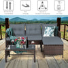 Costway Outdoor Rattan Sofa Set with Coffee Table 3 Pieces New