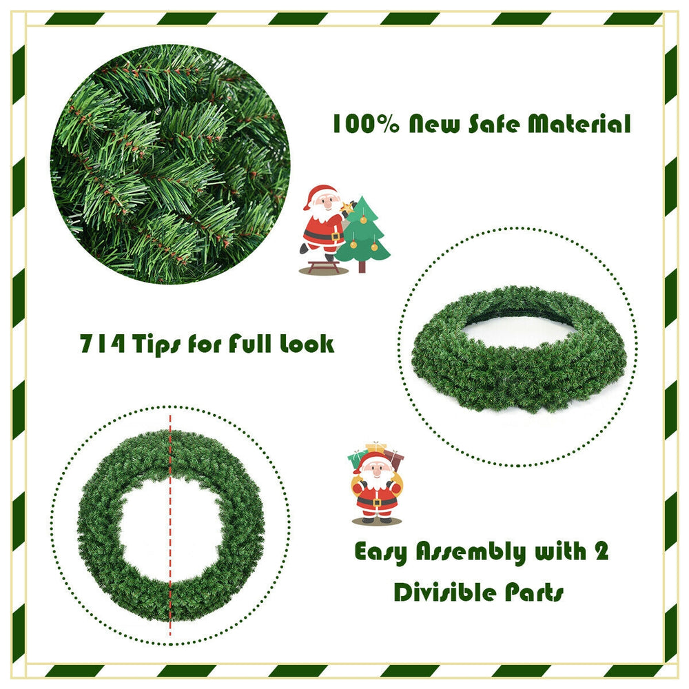 48-inch pre-lit cordless artificial Christmas wreath with 200 LED lights, featuring 714 tips for a lush look, ideal for.