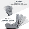 Adjustable floor chair in gray with 5-position headrest and 4-position backrest for versatile comfort while relaxing.