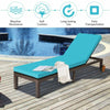 Turquoise patio chaise lounge chair with adjustable backrest, soft cushion, and wheels for easy transportation by the.