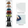 7-tier wooden shoe rack organizer in white, designed for easy shoe classification and perfect for hallways and patios.