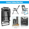 Compact gray folding sling chair with adjustable backrest, perfect for outdoor relaxation and easy transportation.