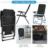 Compact folding sling chair in black with adjustable backrest, perfect for outdoor camping and relaxing.