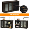 Sideboard buffet cupboard in brown with sliding doors, featuring adjustable shelves for versatile storage solutions.
