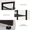 Close-up of the 4-tier metal shoe rack showing adjustable foot pads and easy-grab handle for stable storage.