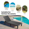 Black outdoor recliner chair with 5-position adjustable backrest, perfect for patio, poolside, or garden relaxation.