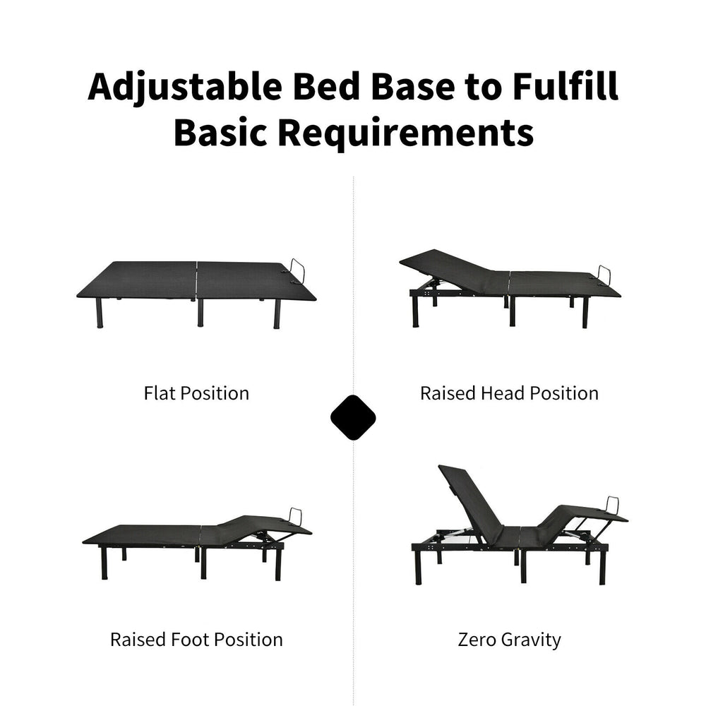 Costway Adjustable Bed Base Frame with Wireless Remote Control Queen Size New
