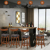 Set of 2 bar stools with rubber wood legs, 360-degree swivel, and soft cushions for comfortable seating in any setting.