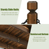 Sturdy side rail detail of the 5 feet wooden garden bridge with chain railings for enhanced safety and rustic charm.
