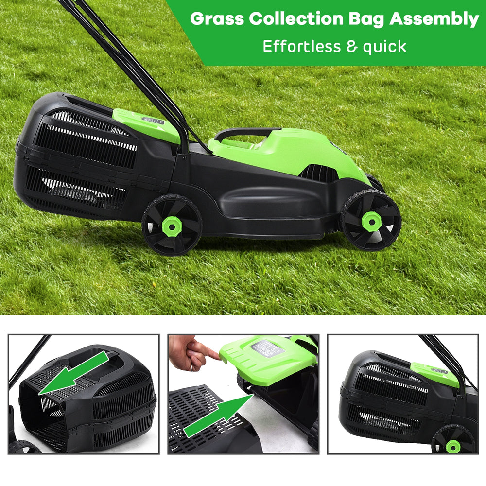 Grass collection bag assembly for the 13-inch electric push lawn mower, designed for easy disposal and efficient lawn.