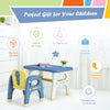 Kids activity table and chair set in blue, featuring a dinosaur design, perfect for preschool play and learning.