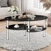 Tempered Glass Oval Side Coffee Table-Black - Gallery View 1 of 11