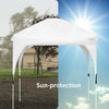Height adjustable 6.6 x 6.6 FT white pop-up canopy tent for outdoor shade, featuring a durable steel frame and portable.