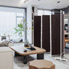 6-panel brown room divider with a steel frame, ideal for creating private spaces in homes or offices.