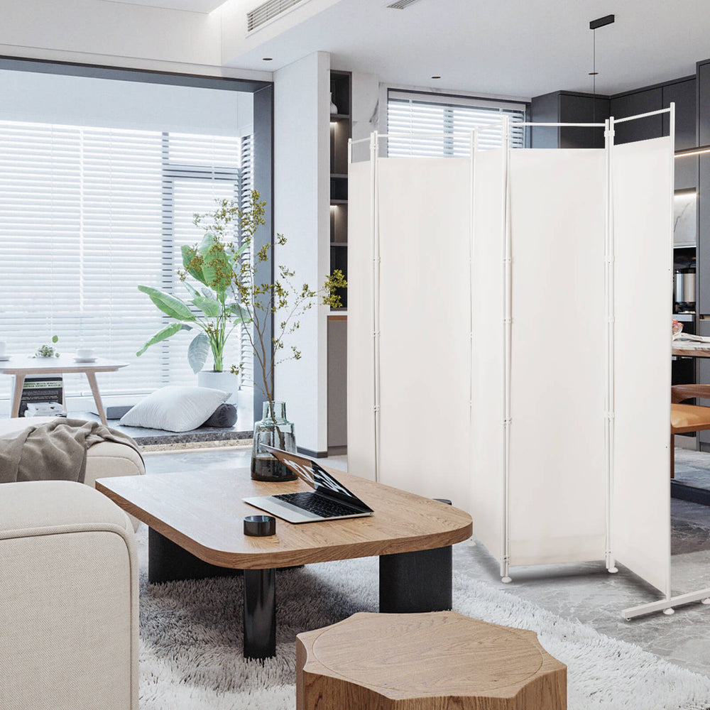 6-Panel Room Divider Folding Privacy Screen-White - Gallery View 1 of 10