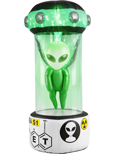 Costway 7.4' Halloween Inflatable Alien Rotating Flashing Green Lights 96675200 New