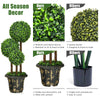36-inch artificial topiary triple ball tree with dense PE leaves and cement-filled pot, perfect for indoor and outdoor.