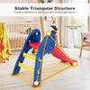Children's folding plastic slide with a stable triangular structure, suitable for ages 3-6, supports up to 100 lbs.